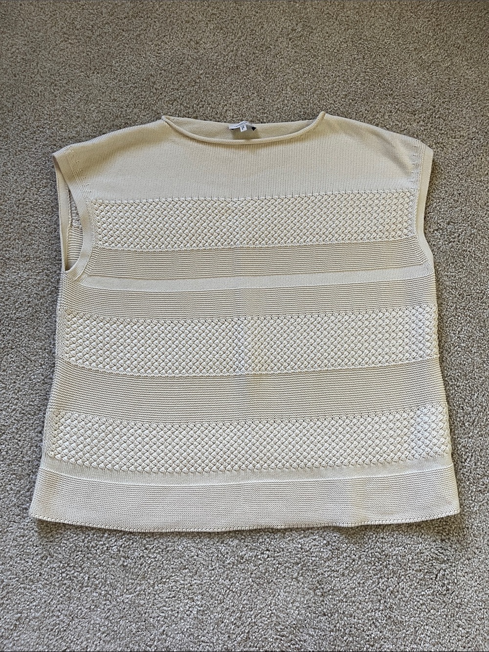 Lafayette 148 New York Cream Textured Knit Sleeveless Sweater